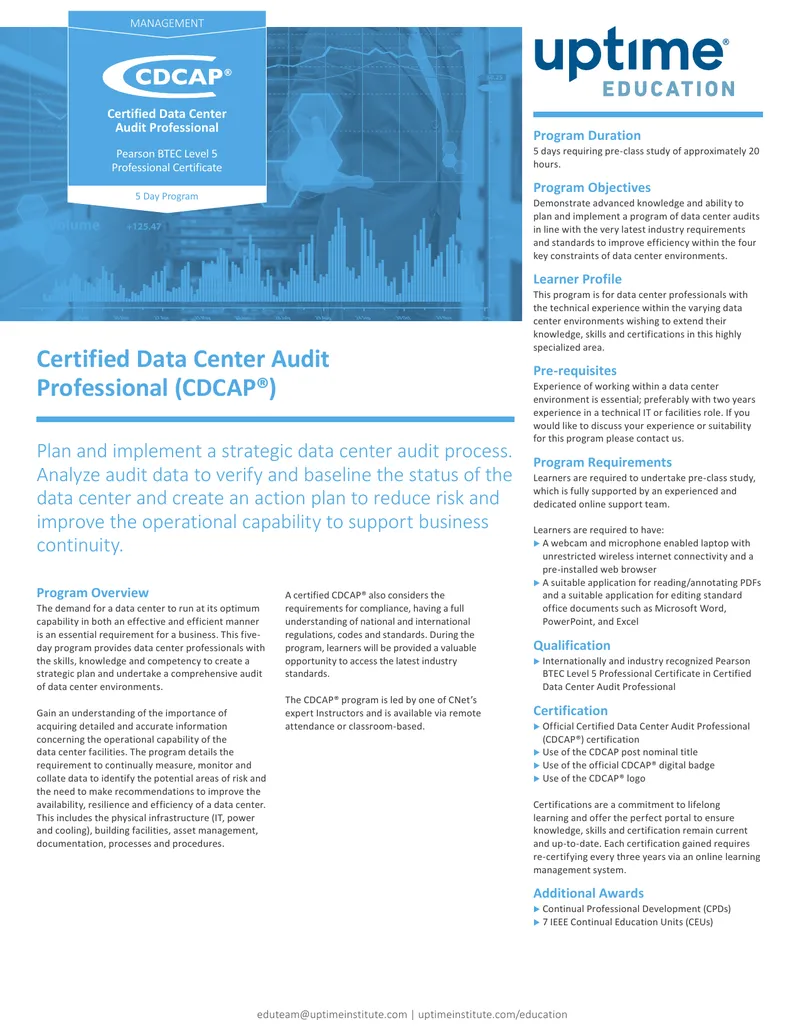 Certified Data Center Audit Professional Program Overview preview page 1
