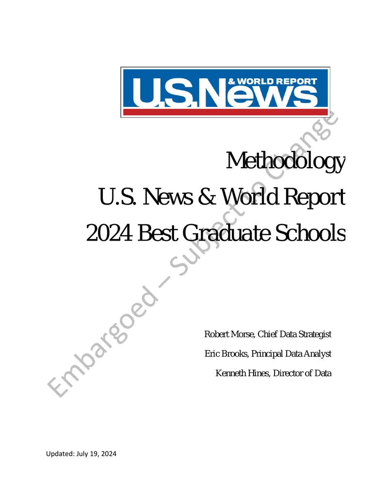 Methodology for 2024 Best Graduate Schools Rankings