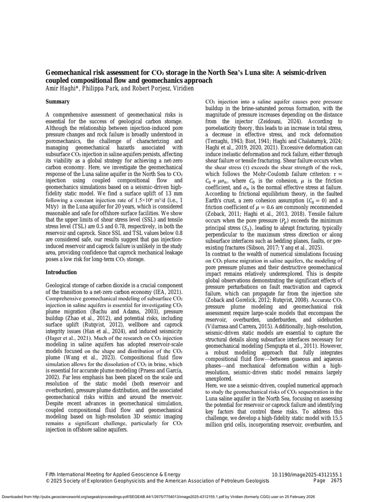 Geomechanical Risk Assessment for CO₂ Storage in the North Sea