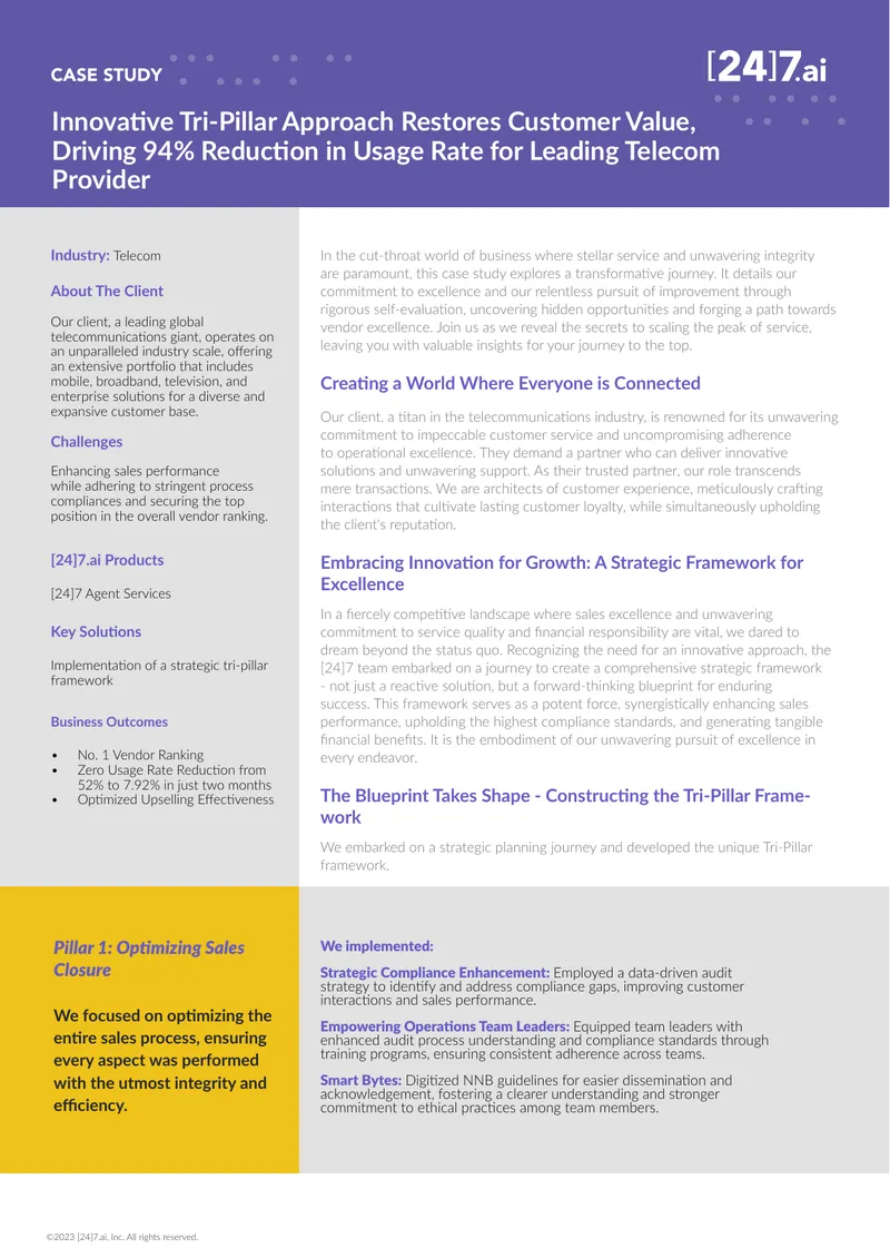 Tri-Pillar Framework for Telecom Sales Optimization
