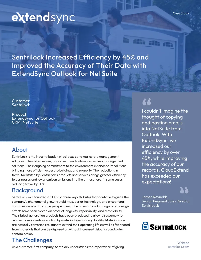 Sentrilock Case Study on ExtendSync for Outlook