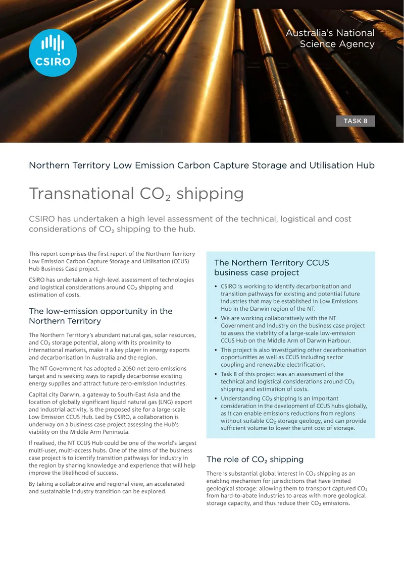 Northern Territory Low Emission CCUS Hub Business Case Report