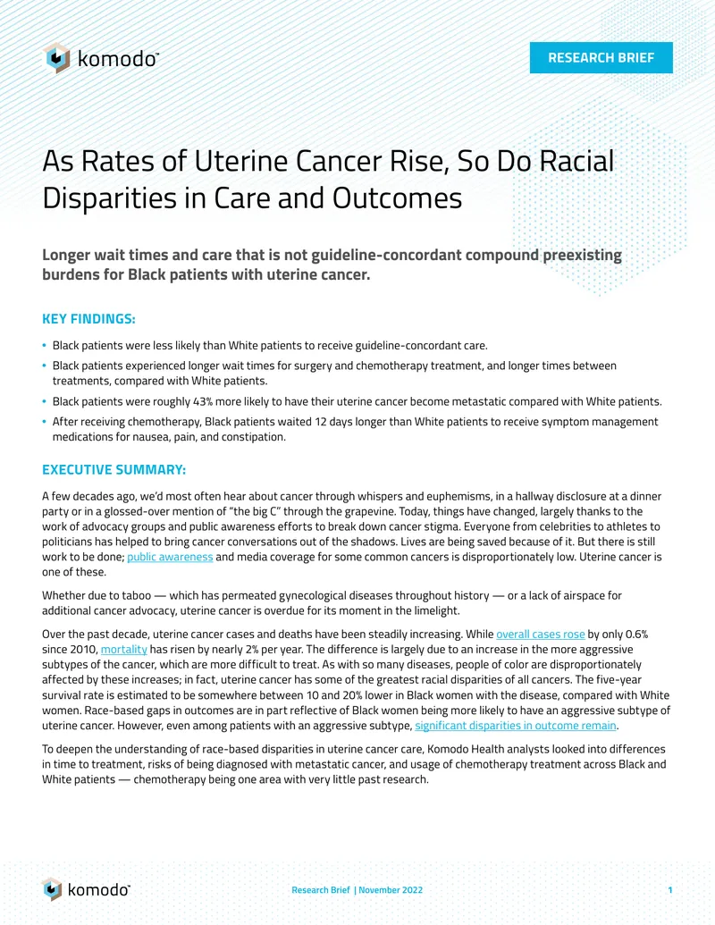 Racial Disparities in Uterine Cancer Care