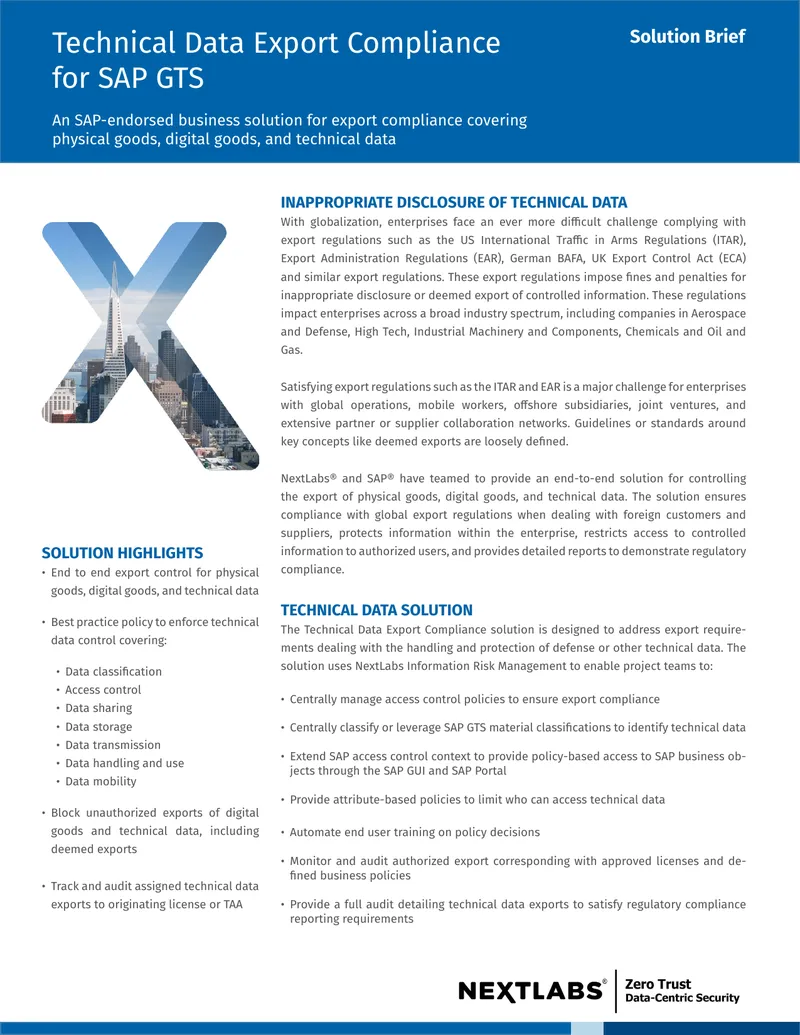 Technical Data Export Compliance Solution Overview