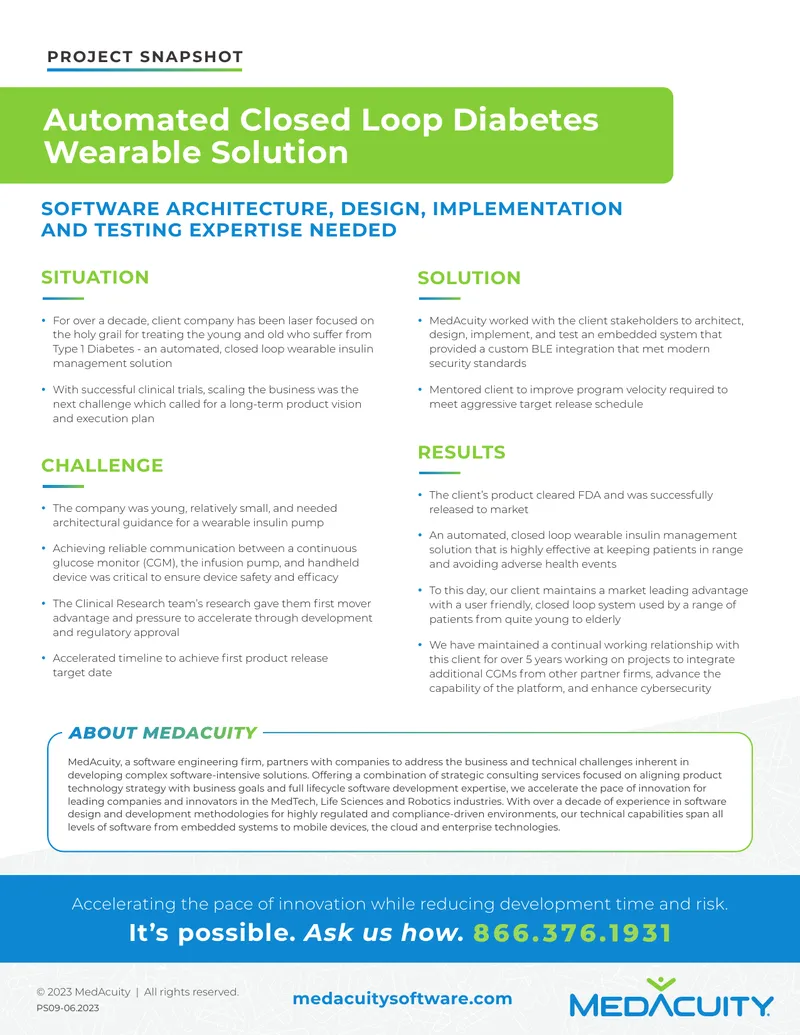 Automated Closed Loop Diabetes Wearable Solution