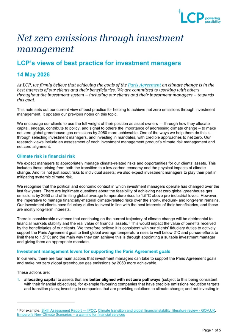 Best Practices for Achieving Net Zero Emissions in Investment Management