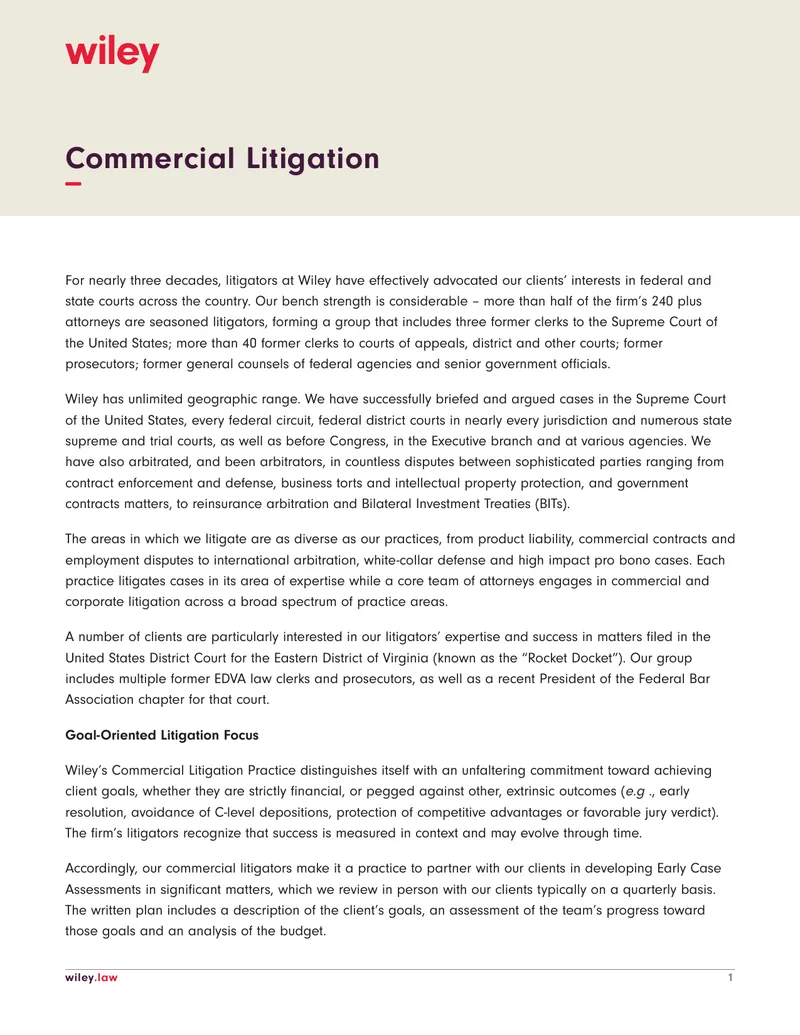 Commercial Litigation Practice Overview
