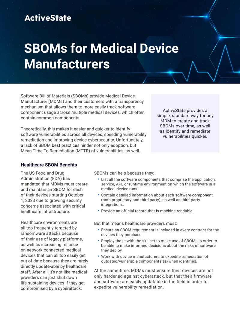 SBOM Implementation for Medical Device Manufacturers