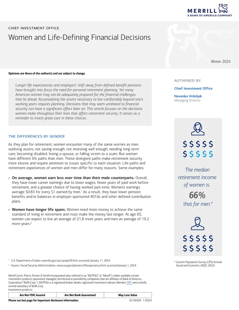 Women and Life-Defining Financial Decisions
