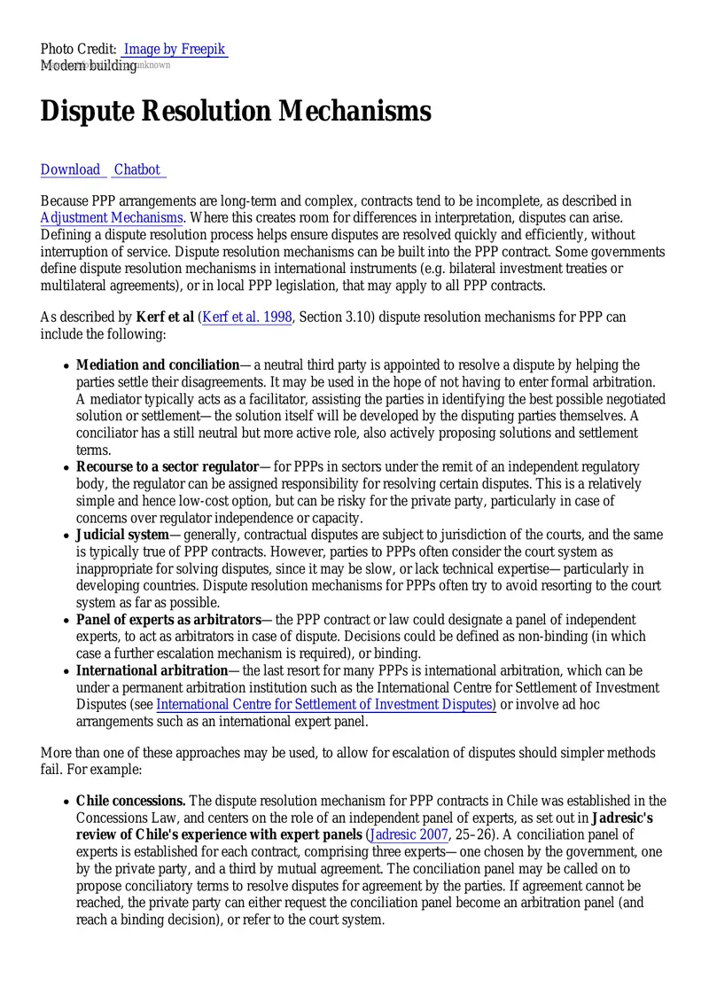 Dispute Resolution Mechanisms in PPP Contracts