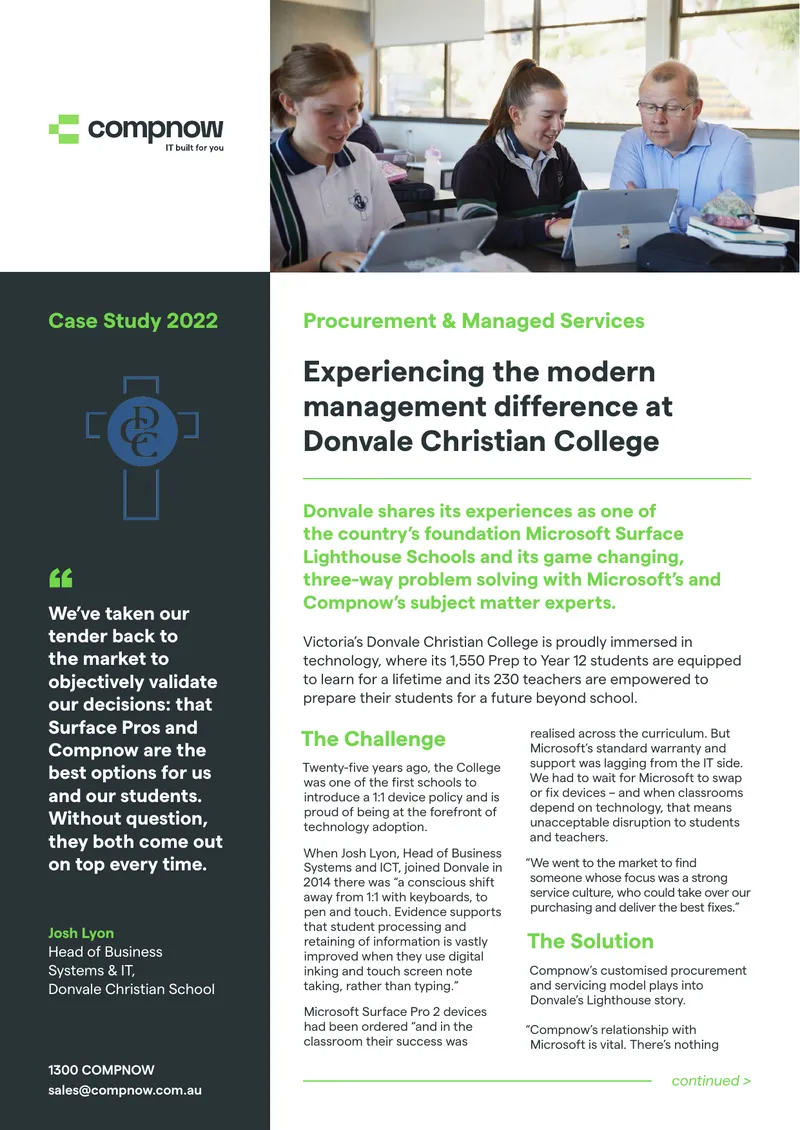 Donvale Christian College Technology Integration Case Study
