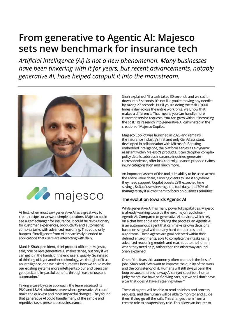 Majesco's Approach to Generative and Agentic AI in Insurance