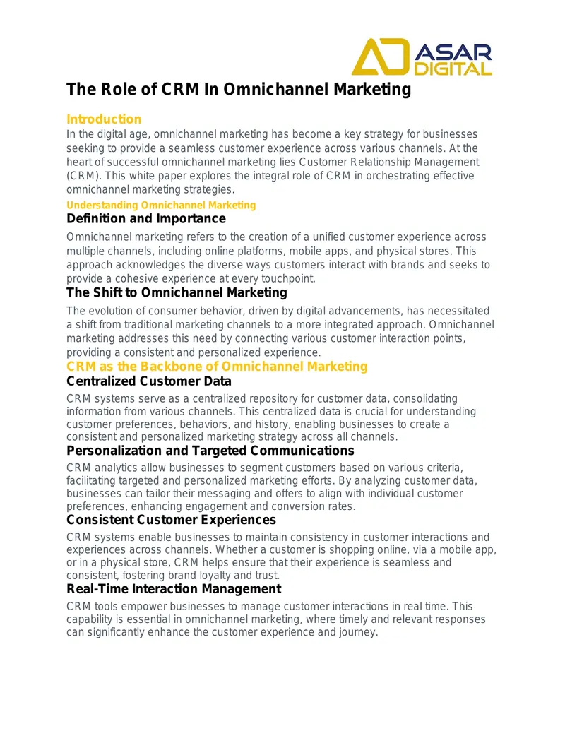 Role of CRM in Omnichannel Marketing Strategies