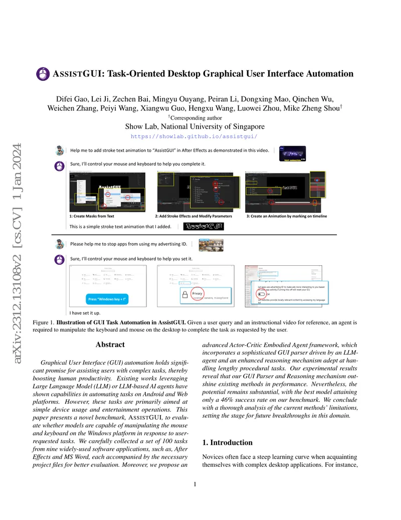 ASSISTGUI Benchmark for Desktop GUI Automation