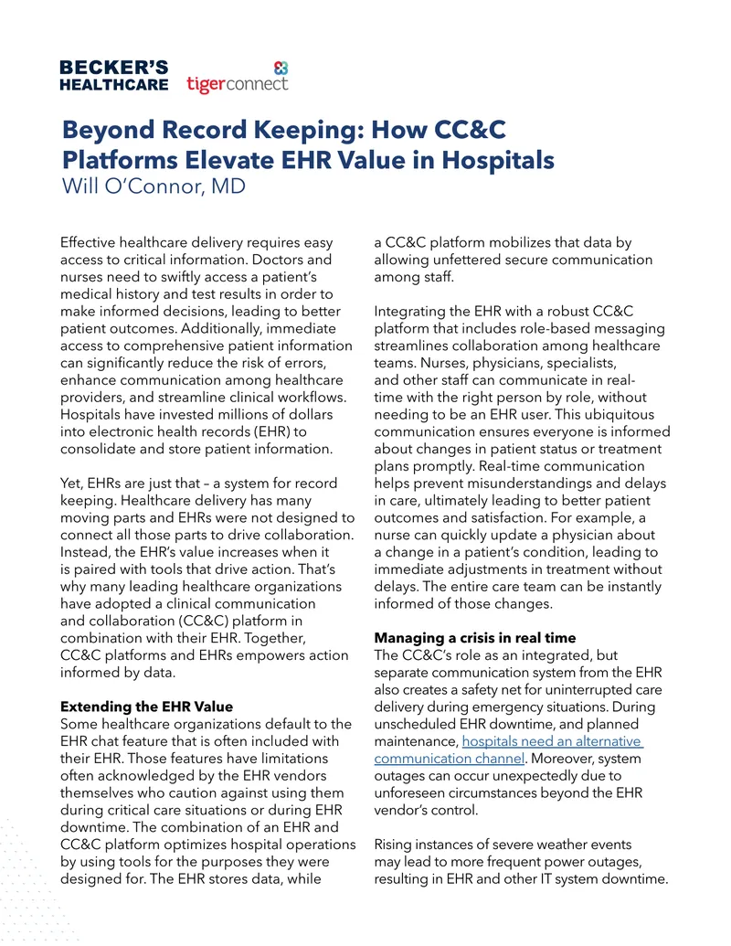Integrating Clinical Communication and EHR Systems