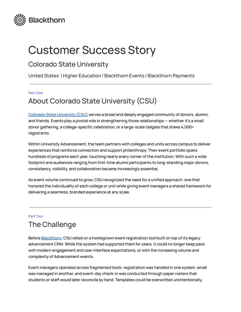 Colorado State University Event Management Transformation