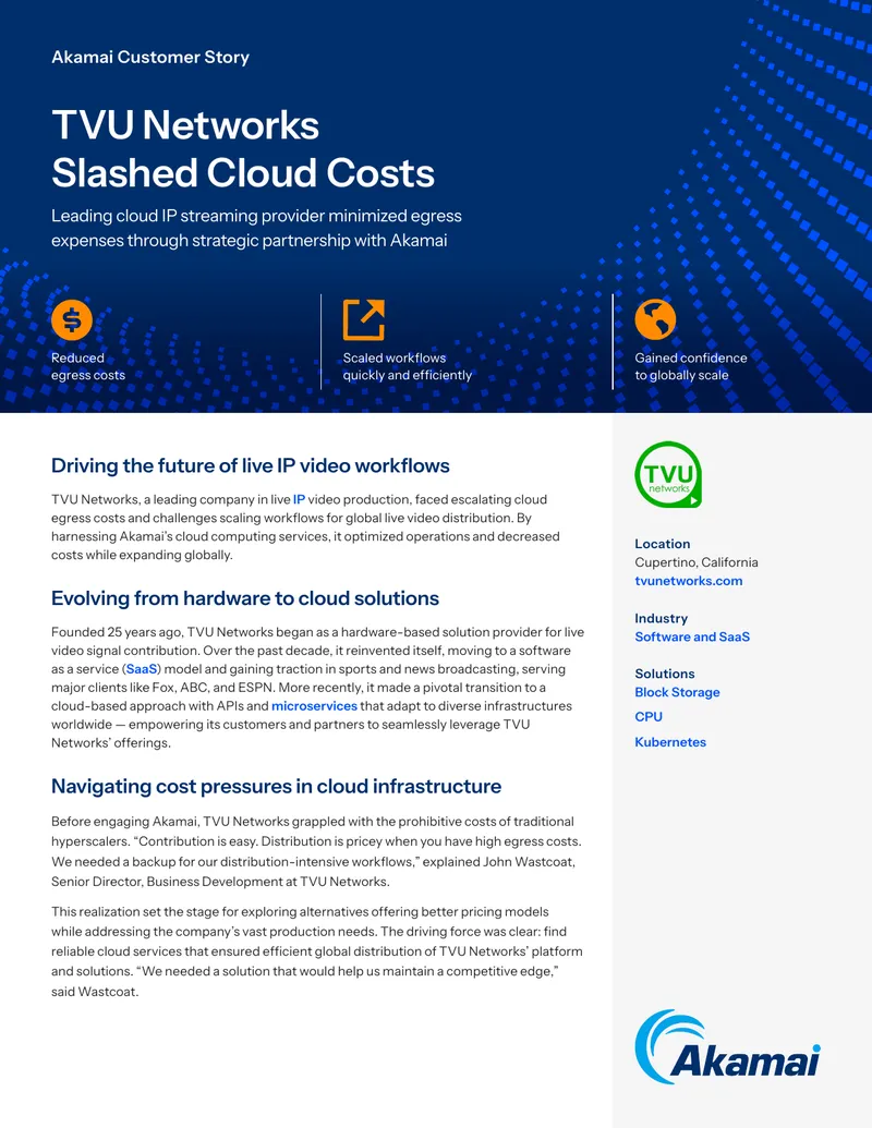 TVU Networks Cloud Partnership with Akamai