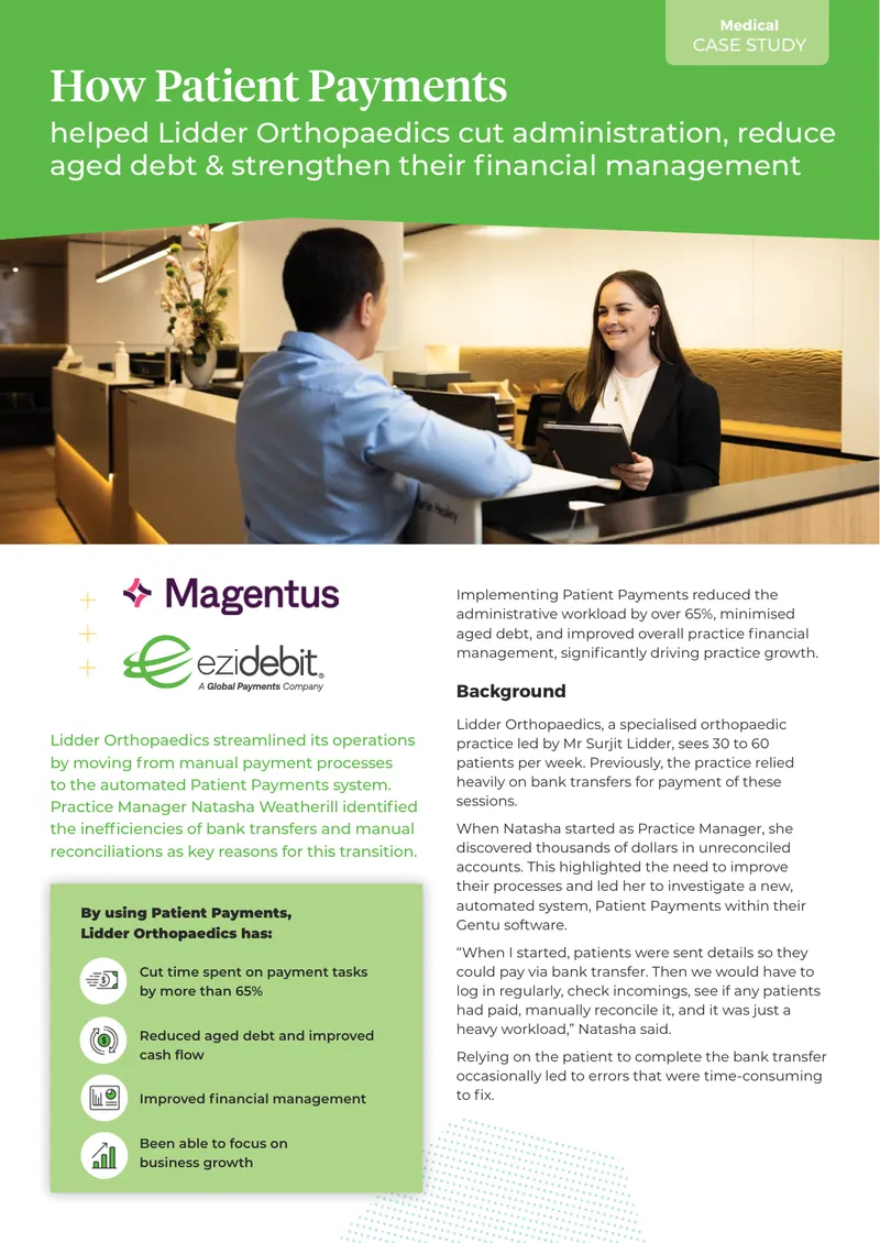 Lidder Orthopaedics Patient Payments Case Study