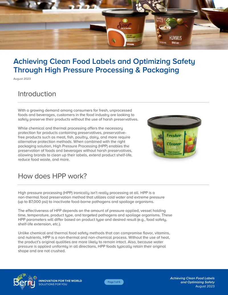 High Pressure Processing for Food Safety and Labeling