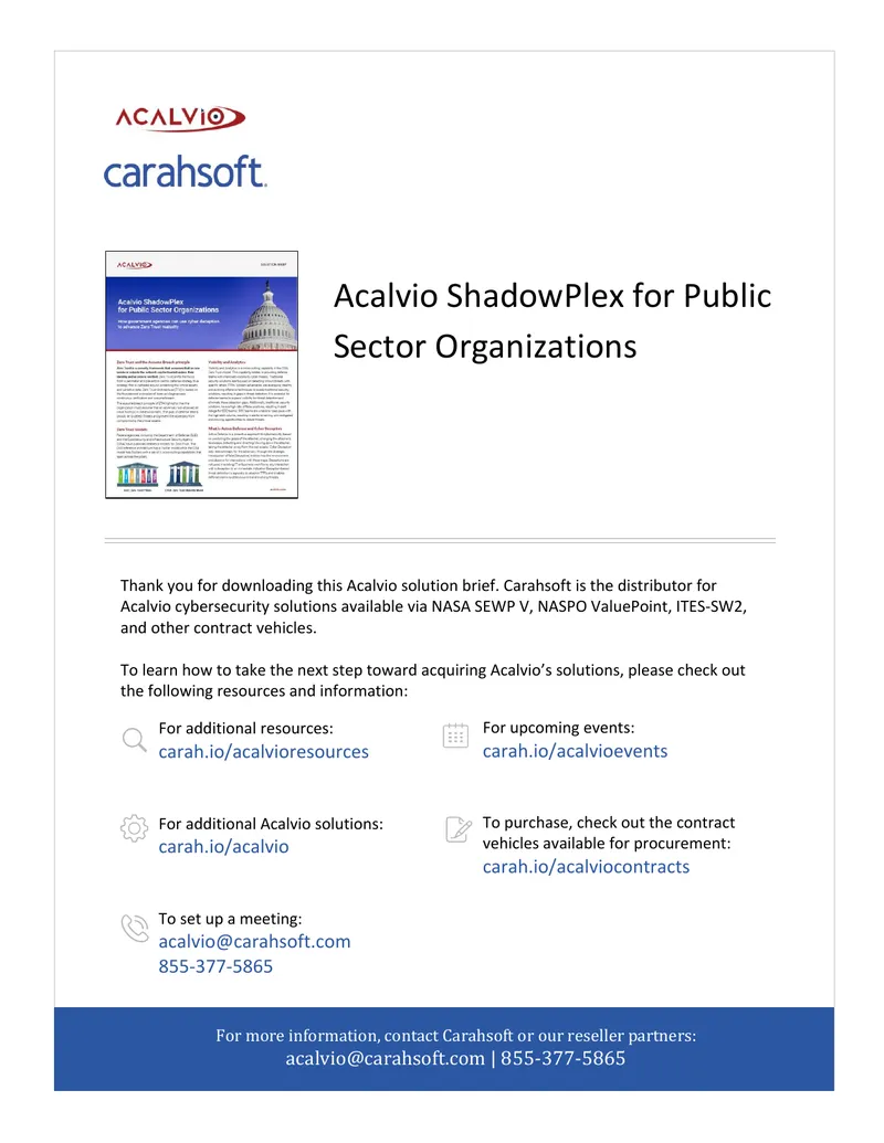 Acalvio ShadowPlex Cyber Deception Solution Brief