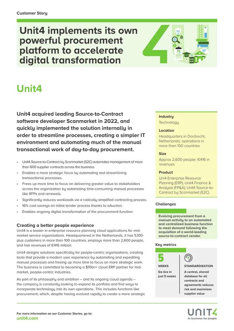 Unit4 Implements Procurement Platform for Digital Transformation