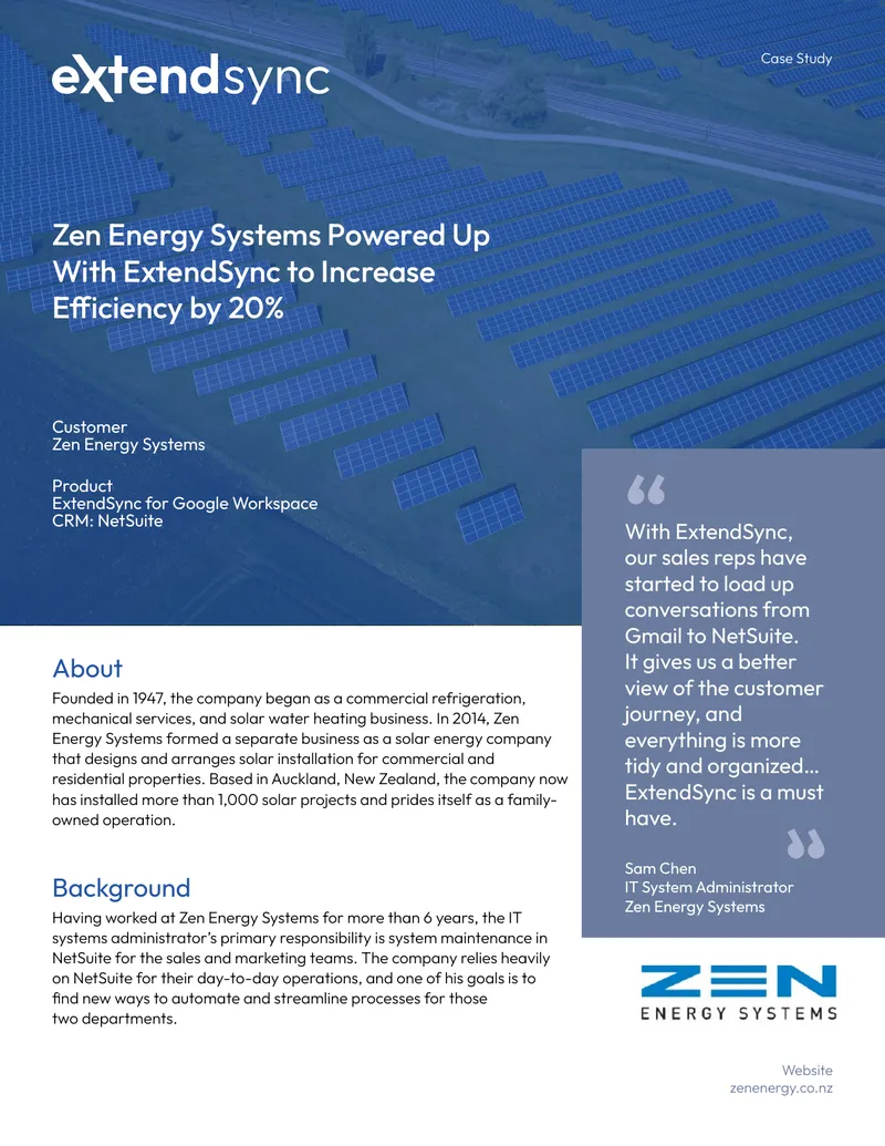 Zen Energy Systems Case Study on ExtendSync Implementation