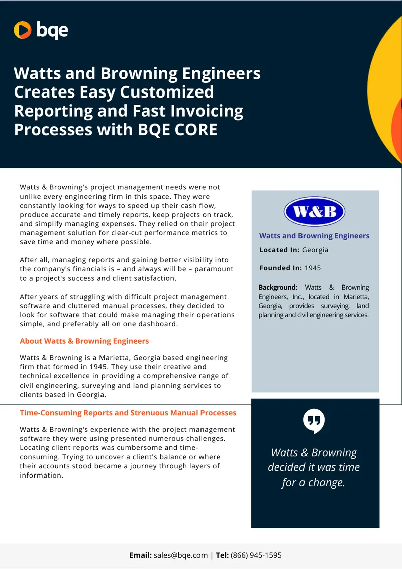 Watts & Browning Engineers Project Management Solution