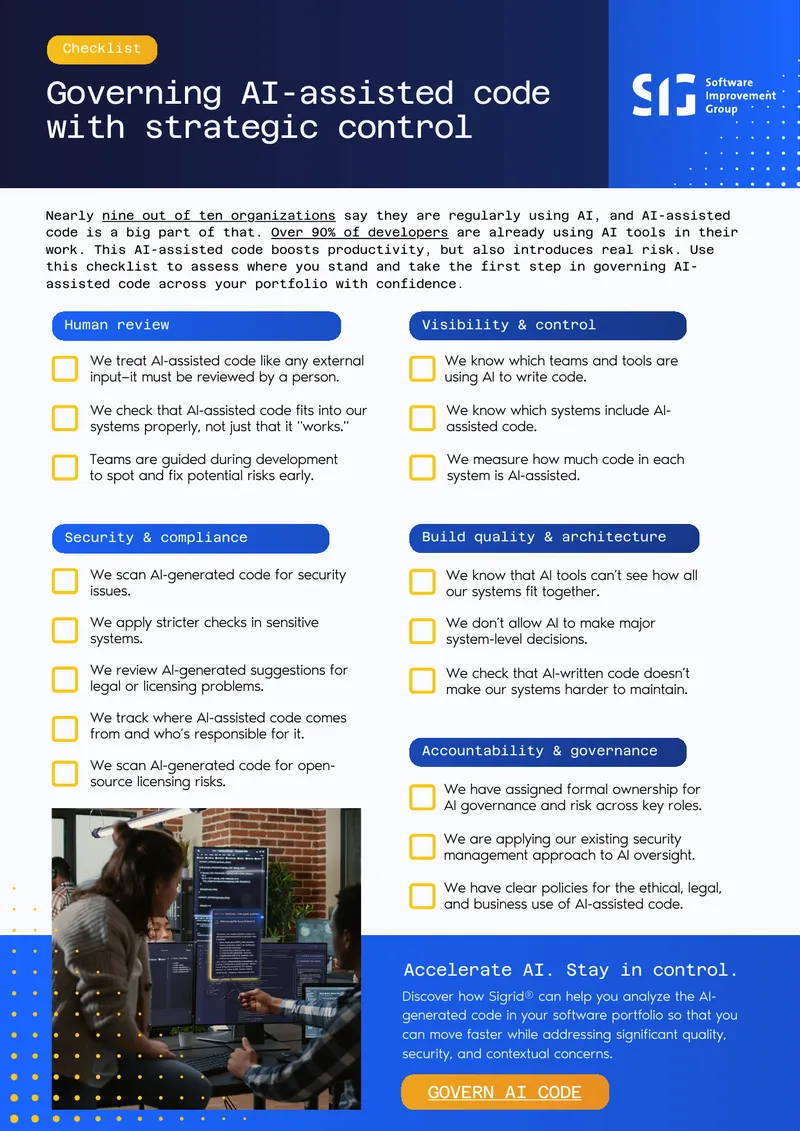Governance Checklist for AI-Assisted Code