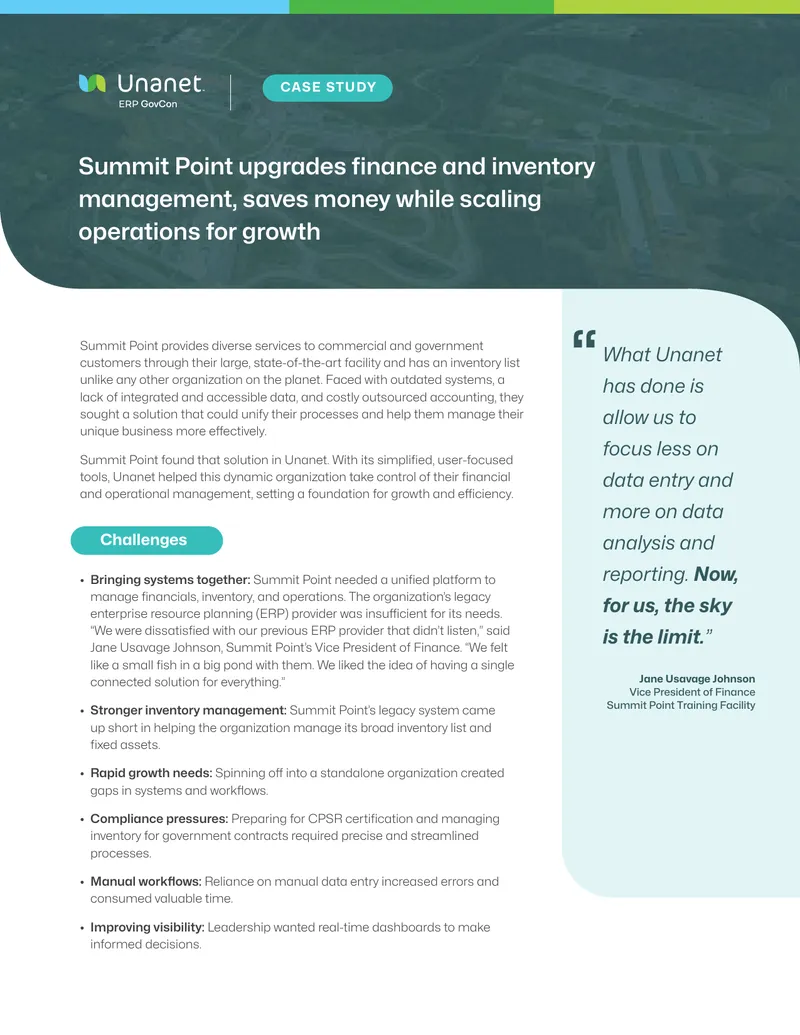Summit Point Finance and Inventory Management Case Study