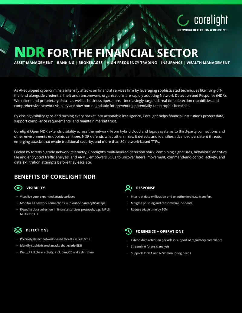 Network Detection and Response for Financial Services