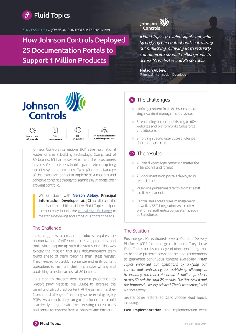 Johnson Controls Documentation Portal Implementation Case Study