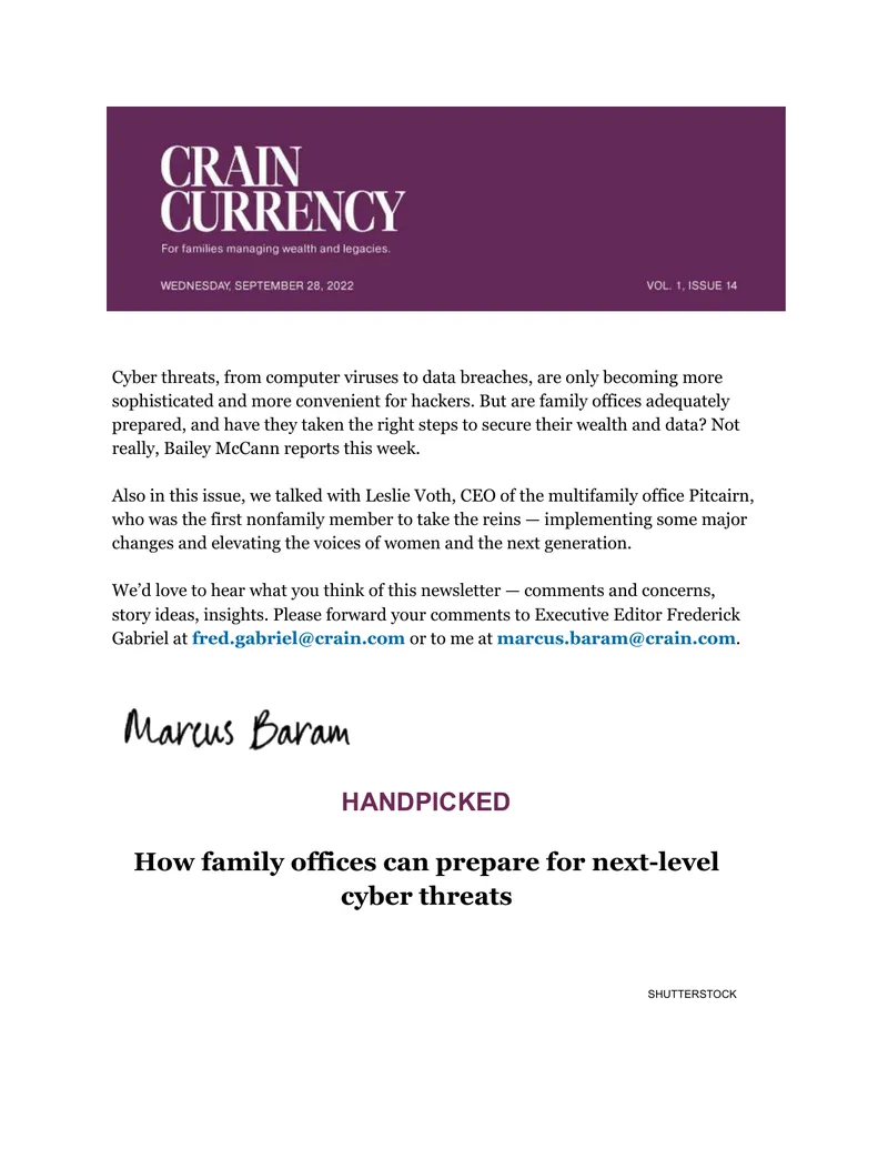 Cybersecurity Preparedness for Family Offices