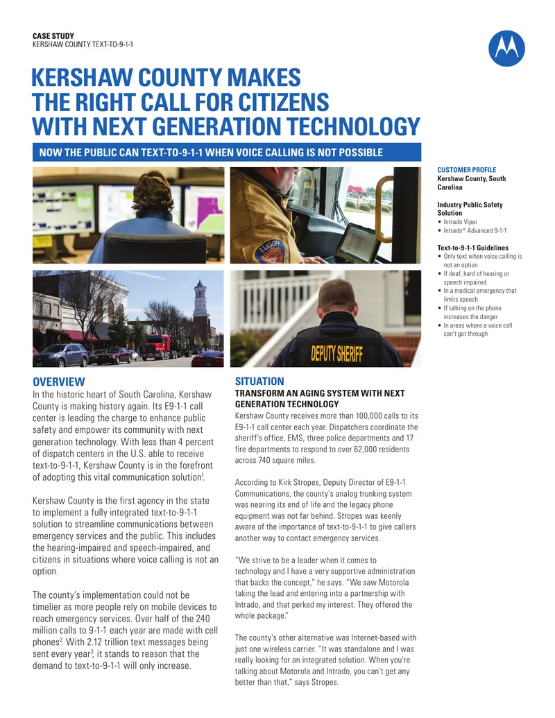 Kershaw County Text-to-9-1-1 Case Study