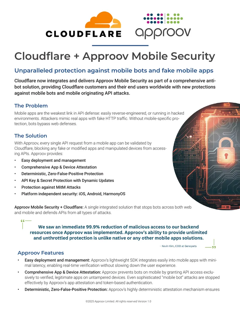 Cloudflare and Approov Mobile Security Integration