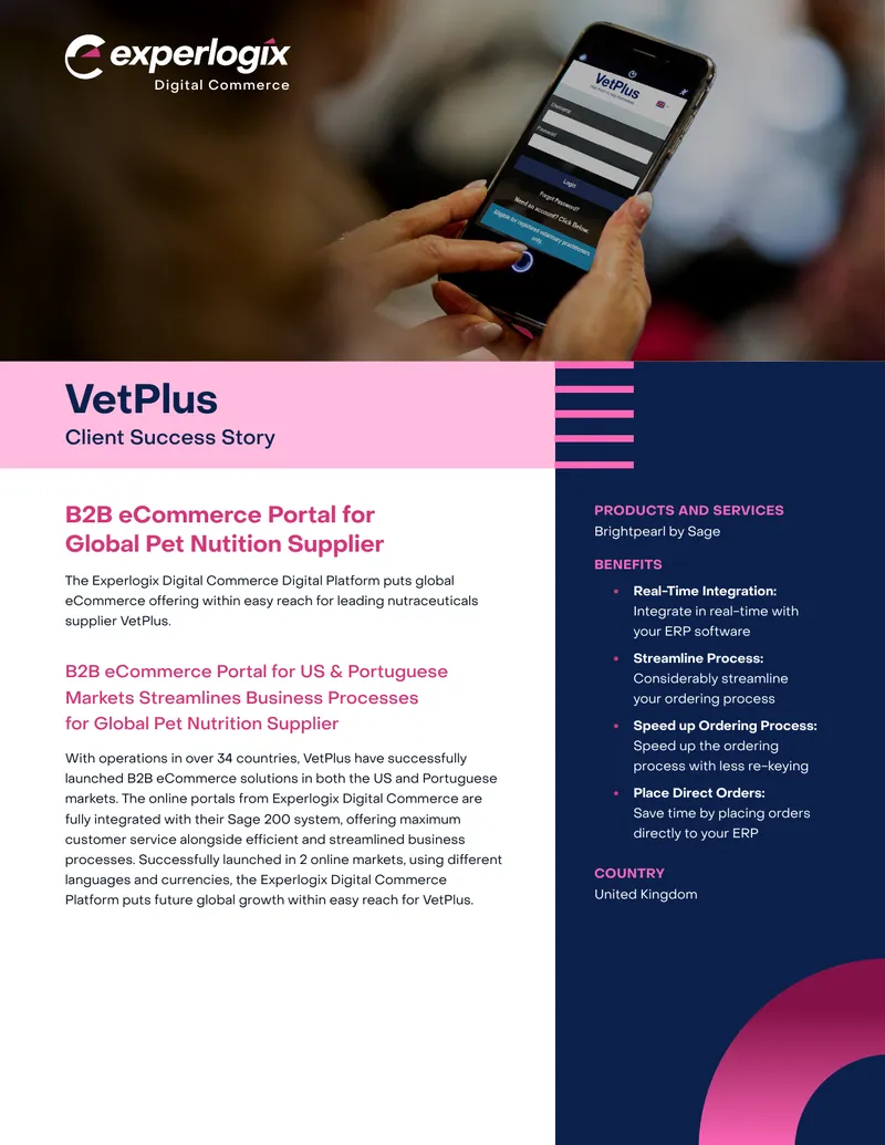 B2B eCommerce Portal Implementation for VetPlus preview page 1
