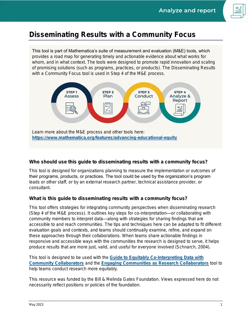 Disseminating Results with a Community Focus Tool preview page 1