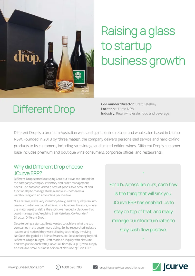Different Drop Case Study on JCurve ERP Implementation
