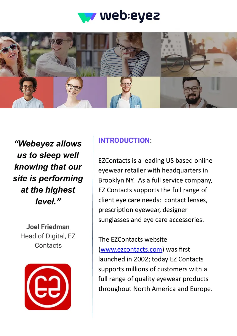 Webeyez Implementation for EZ Contacts Performance Optimization