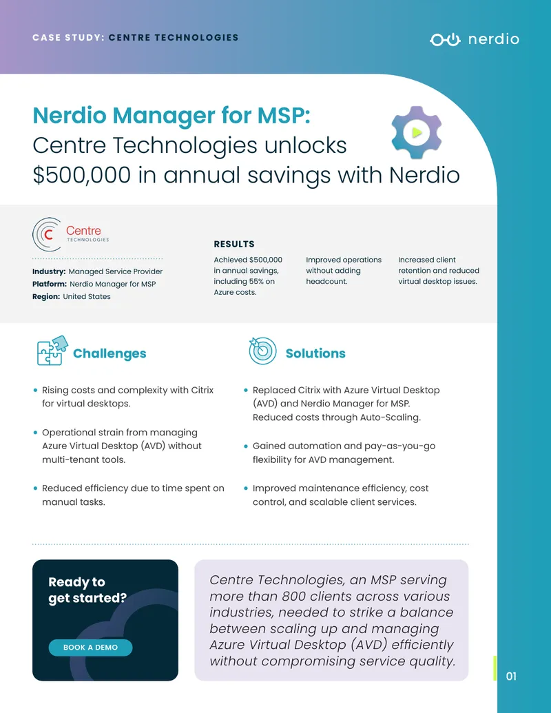 Centre Technologies Case Study on Nerdio Manager for MSP
