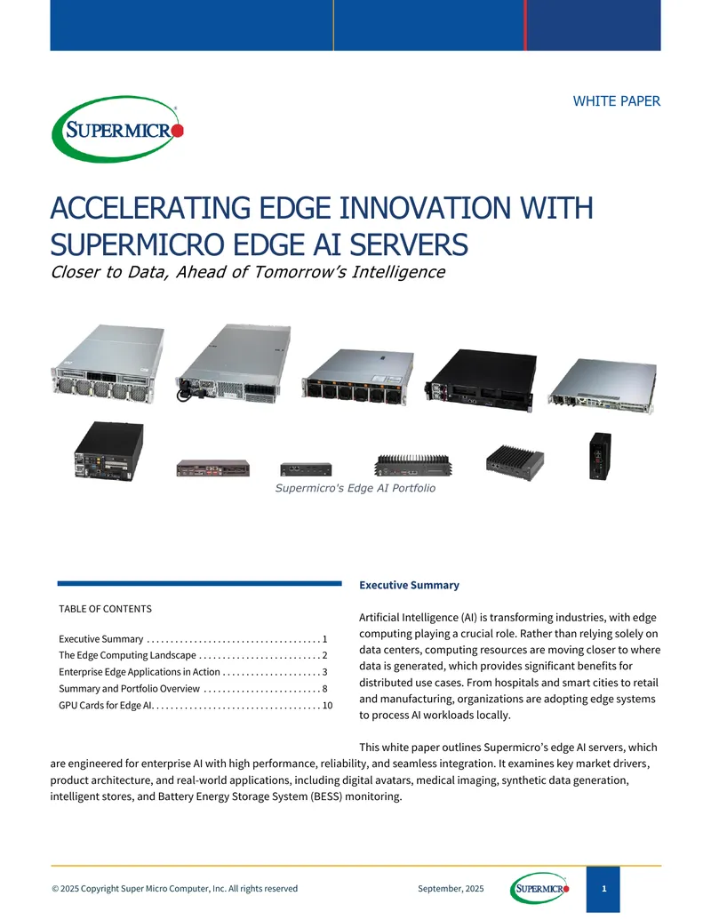 Accelerating Edge Innovation with Supermicro Edge AI Servers