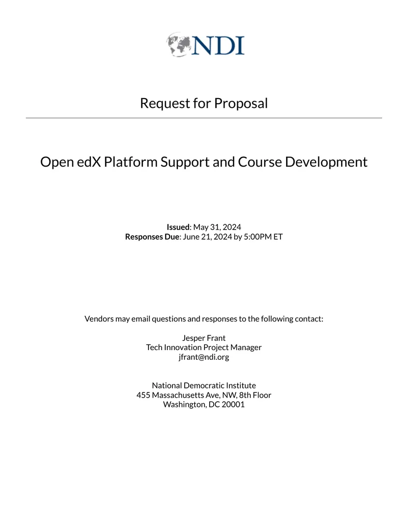 Request for Proposal for Open edX Support