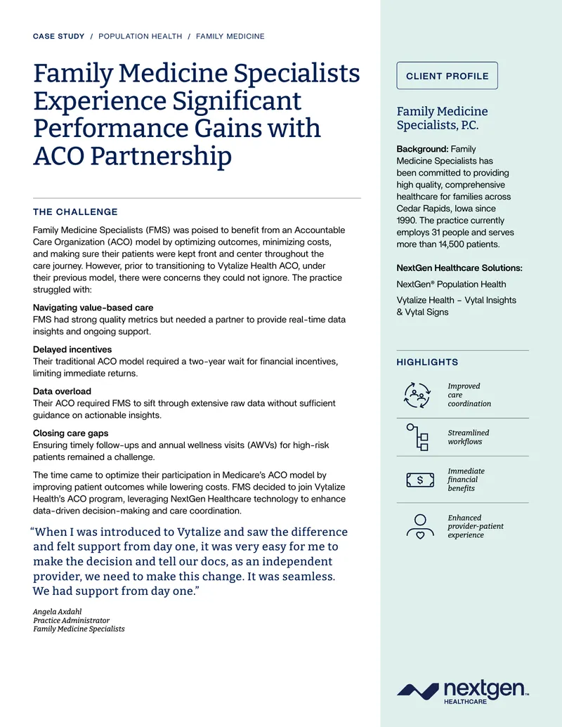 Family Medicine Specialists ACO Partnership Case Study