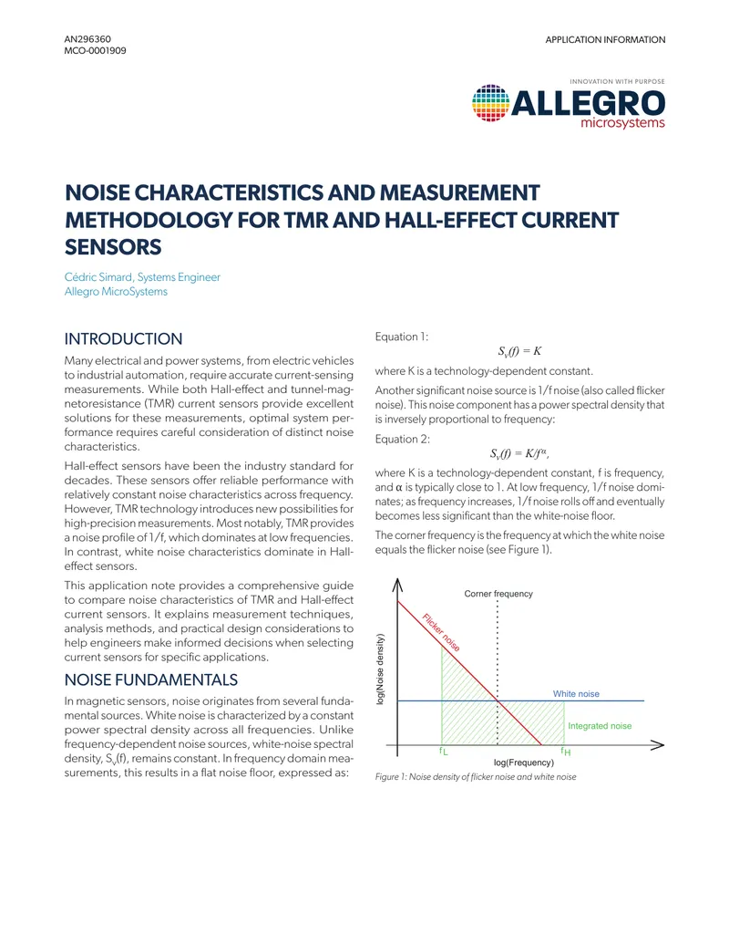 Noise Characteristics and Measurement Methodology for Current Sensors