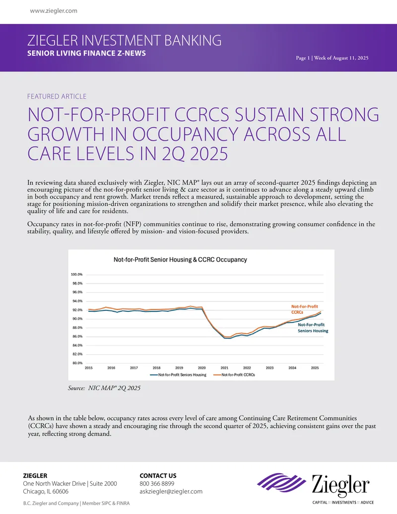 Not-for-Profit CCRCs Occupancy Growth Report