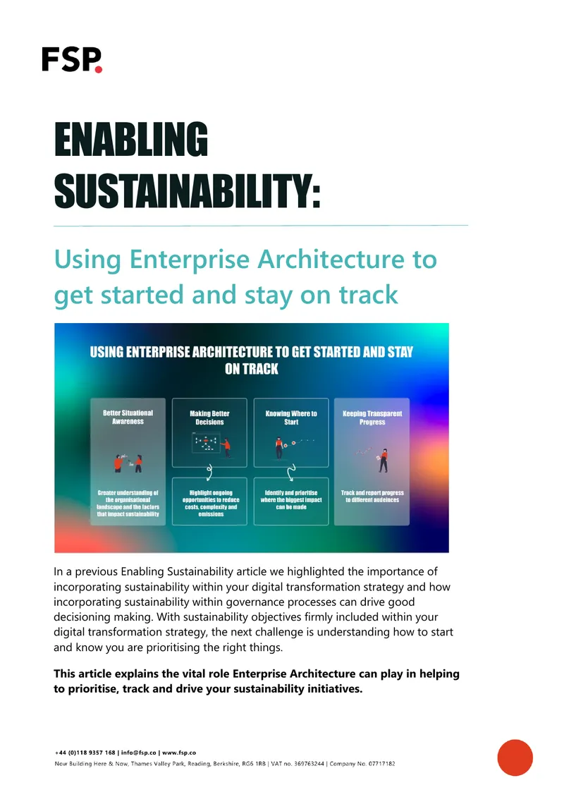 Using Enterprise Architecture for Sustainability Initiatives