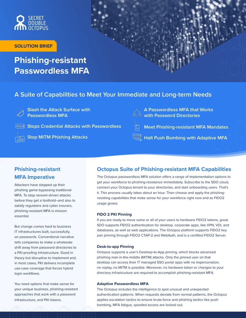 Phishing-resistant Passwordless MFA Solution Brief