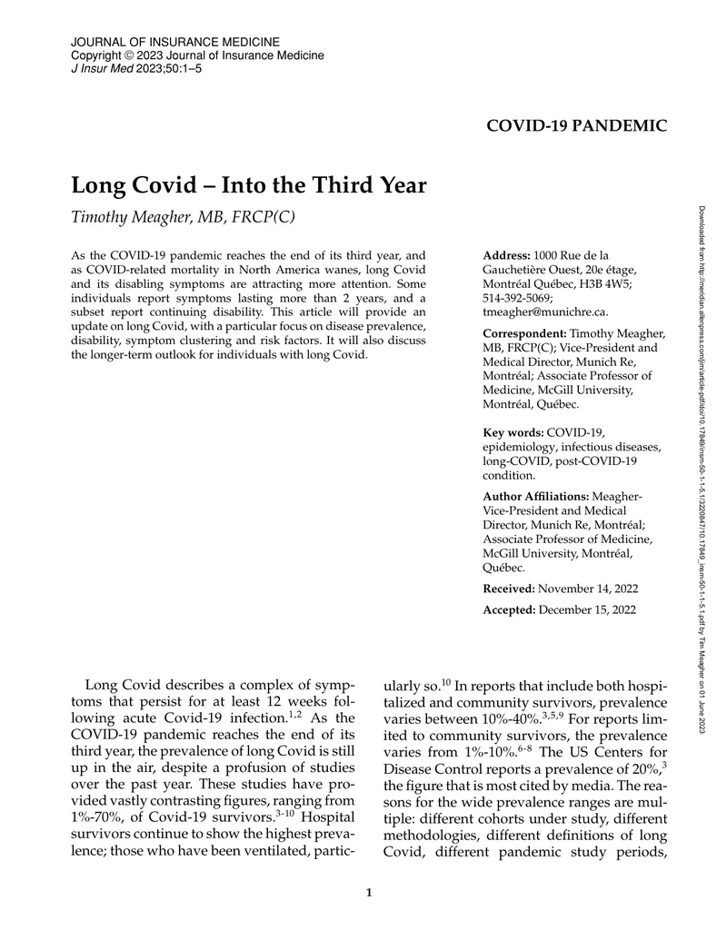 Long Covid Update and Disability Implications