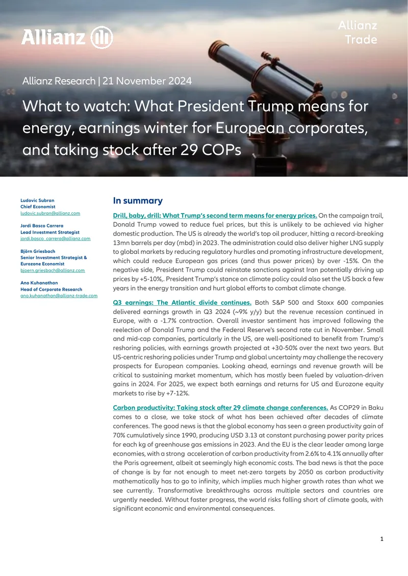 Impact of Trump's Policies on Energy Prices and Earnings