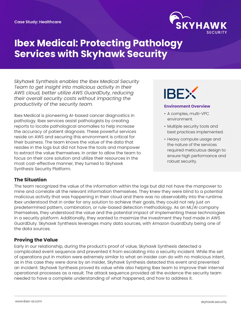 Ibex Medical Case Study on Skyhawk Security
