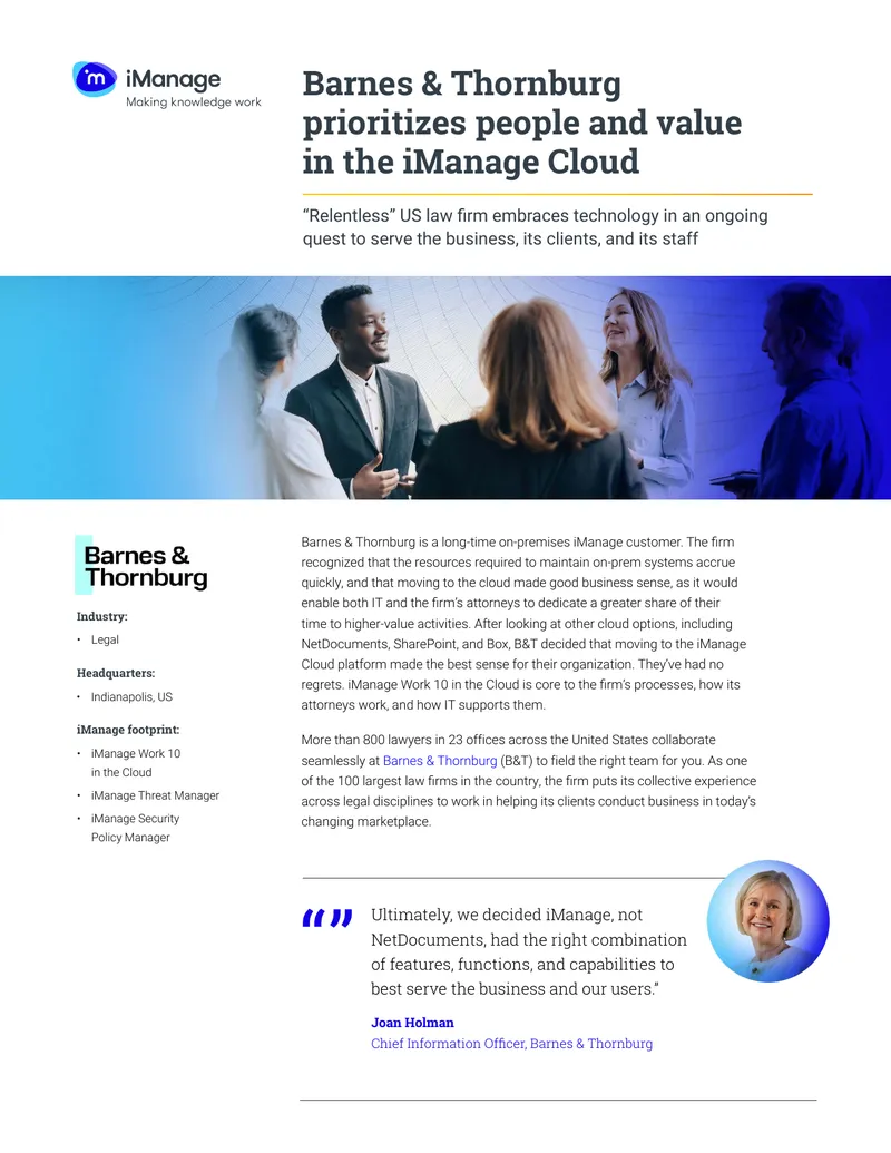 Barnes & Thornburg iManage Cloud Implementation Case Study